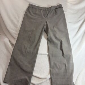 Liz Claiborne Sloane Women's Dress Pants Size 12 Gray Plaid Straight Leg Flat Fr